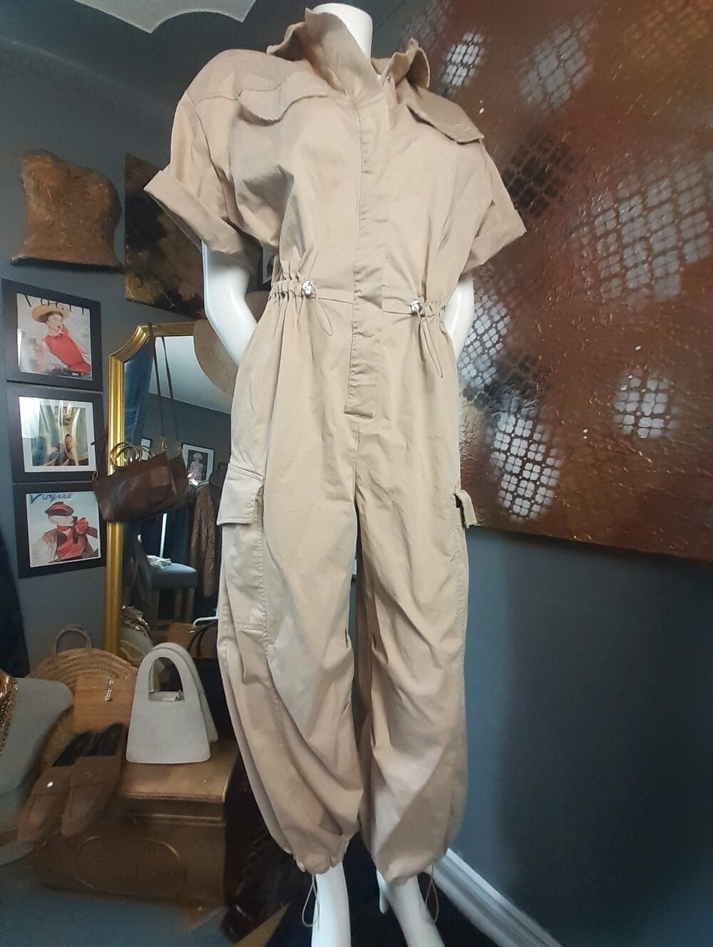 Zara Beige Jumpsuit - Women's Cargo Style
